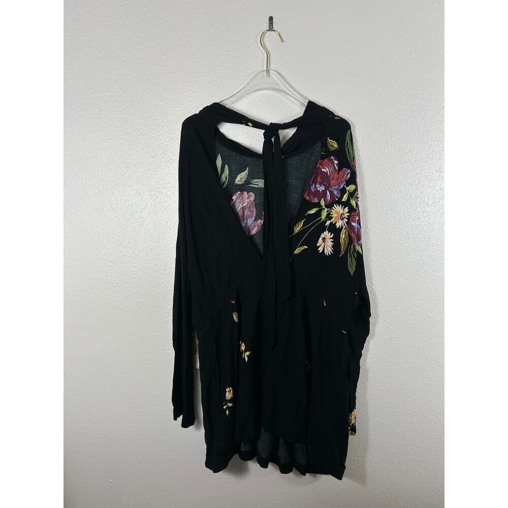 Free People NWT Gemma Floral Tunic Black Large Boho Whimsical - Picture 10 of 10